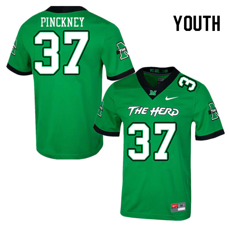 Youth #37 Jacob Pinckney Marshall Thundering Herd College Football Jerseys Stitched-Green - Click Image to Close